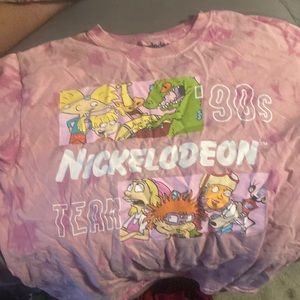 90s nickelodeon pink tie die shirt😙